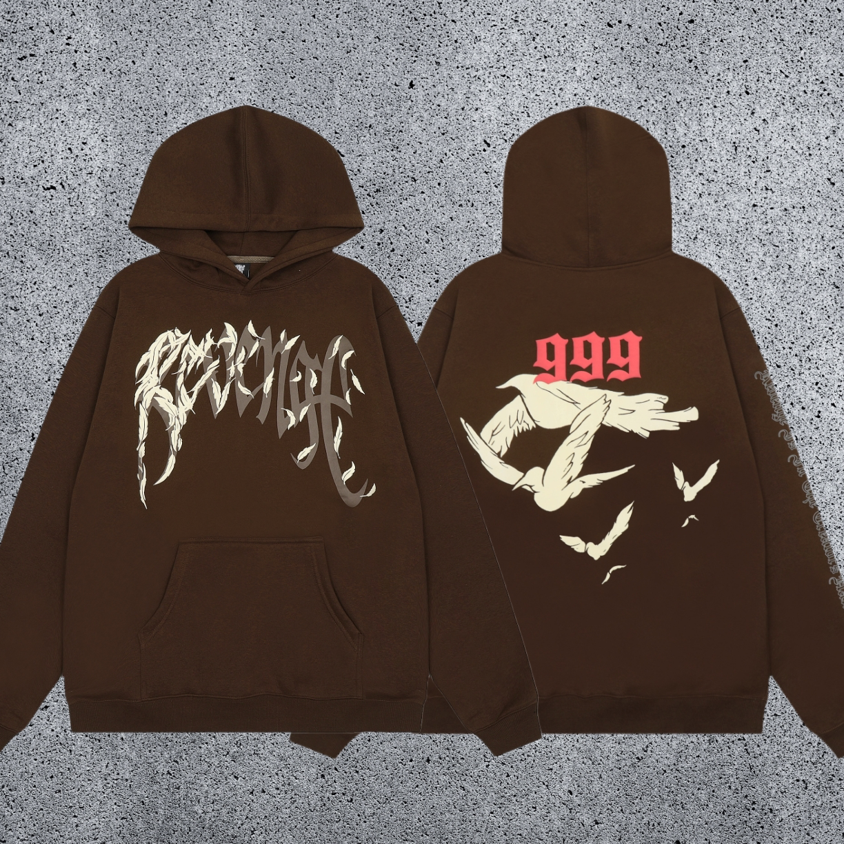 REVENGE hoodie correct version letter skull keel print American street fashion brand hip-hop high street hoodie (8)