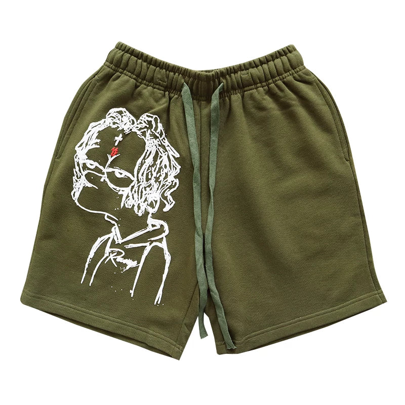 Revenge Trippie Redd Bart Shorts Simpson Style Line Casual Sports Shorts (2)