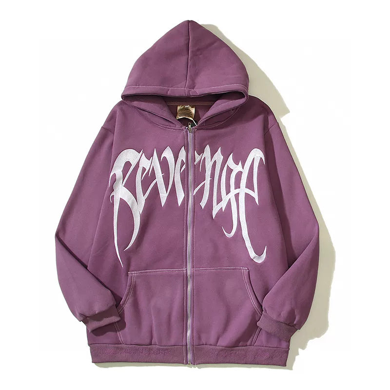 Autumn and Winter New American High Street Revenge Ten Thousand Needle Embroidered Coat with Velvet Cardigan Zipper Hoodie Hoodie (2)