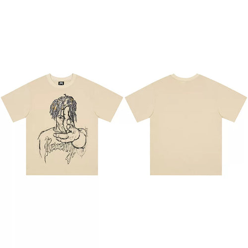 Tide brand REVENGE short sleeved high street American couple loose keel smoke skull lightning letter hip-hop T-shirt (51)
