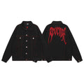 Revenge denim jacket embroidered with letters, European and American back logo buttons, long sleeved jacket, loose autumn and winter top (1)