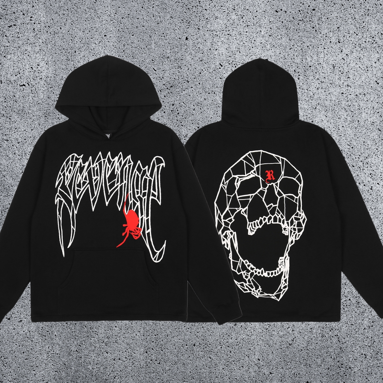 REVENGE hoodie correct version letter skull keel print American street fashion brand hip-hop high street hoodie (42)