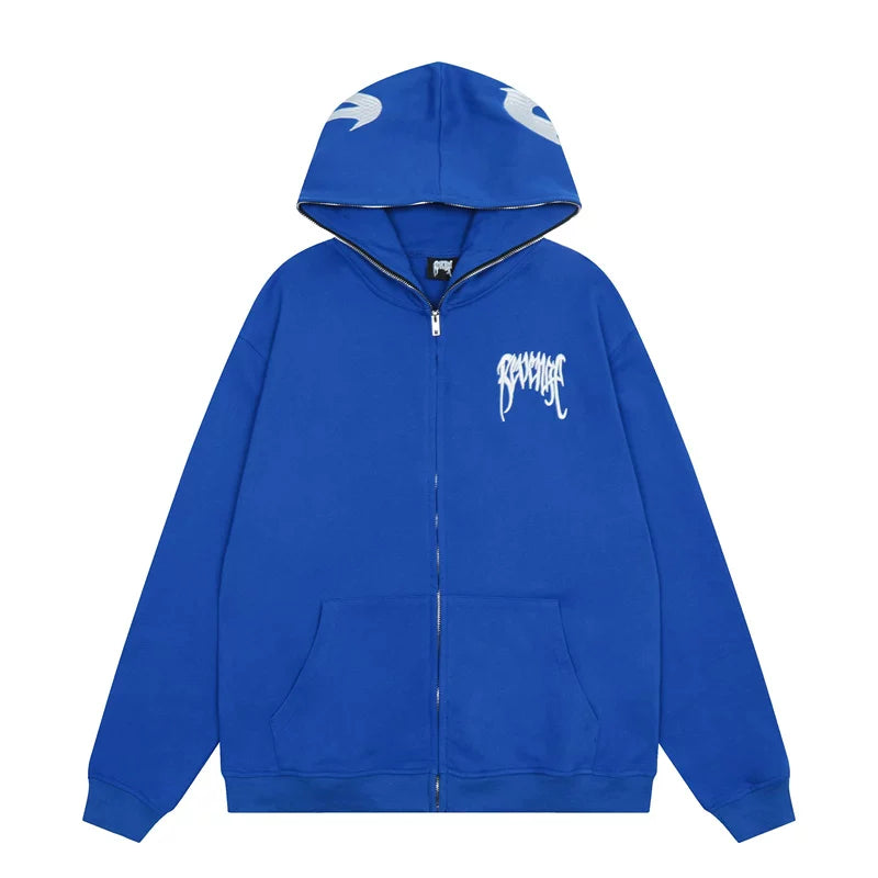 Revenge jacket with embroidered letters and logo for autumn and winter, zipper cardigan, sweatshirt, men's and women's loose casual hoodie, trendy (2)