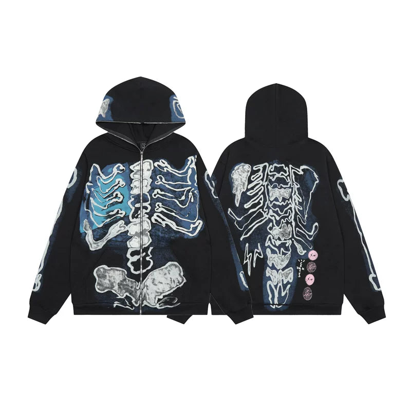 Revenge jacket with embroidered letters and logo for autumn and winter, zipper cardigan, sweatshirt, men's and women's loose casual hoodie, trendy (5)