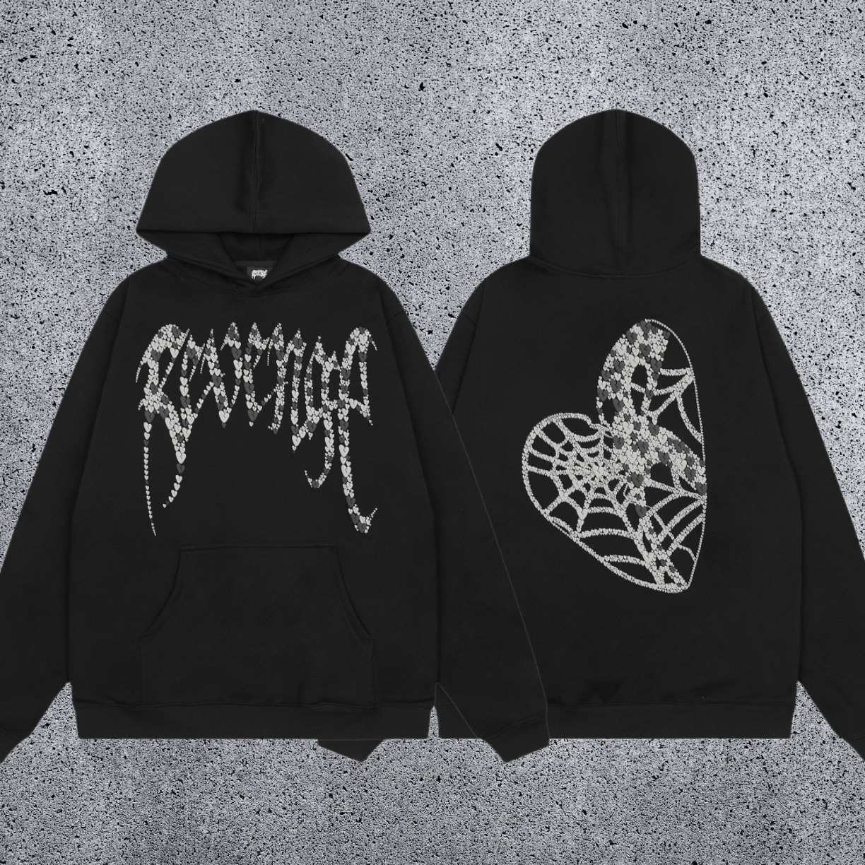 REVENGE hoodie correct version letter skull keel print American street fashion brand hip-hop high street hoodie (2)