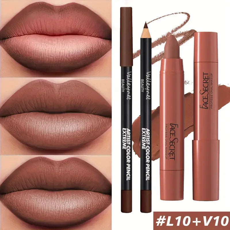 2pcs/Set Matte Velvet Lipstick - Long-lasting waterproof high-saturation non-sticky formula, deep berry tones, pink  pink tones
