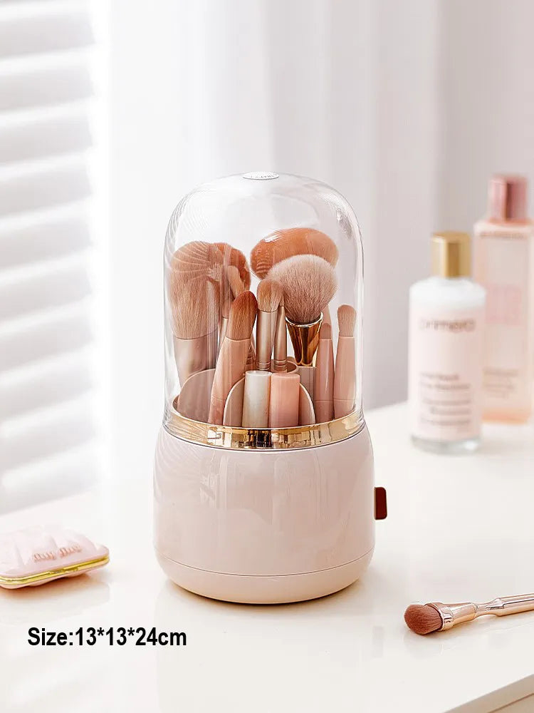 360° Rotating Makeup Brushes Holder Portable Desktop Cosmetic Organizer