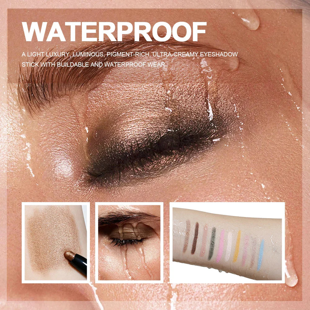 12 Colors Eyeshadow Pencil Stick Shimmer And Matte Waterproof Metallic Glitter Eye Shadow Highlighter Pencil Eyeshadow Cosmetics