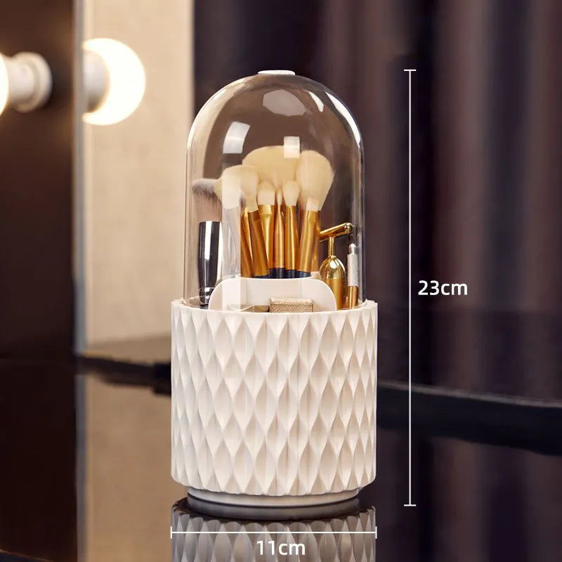 360° Rotating Makeup Brushes Holder Portable Desktop Cosmetic Organizer