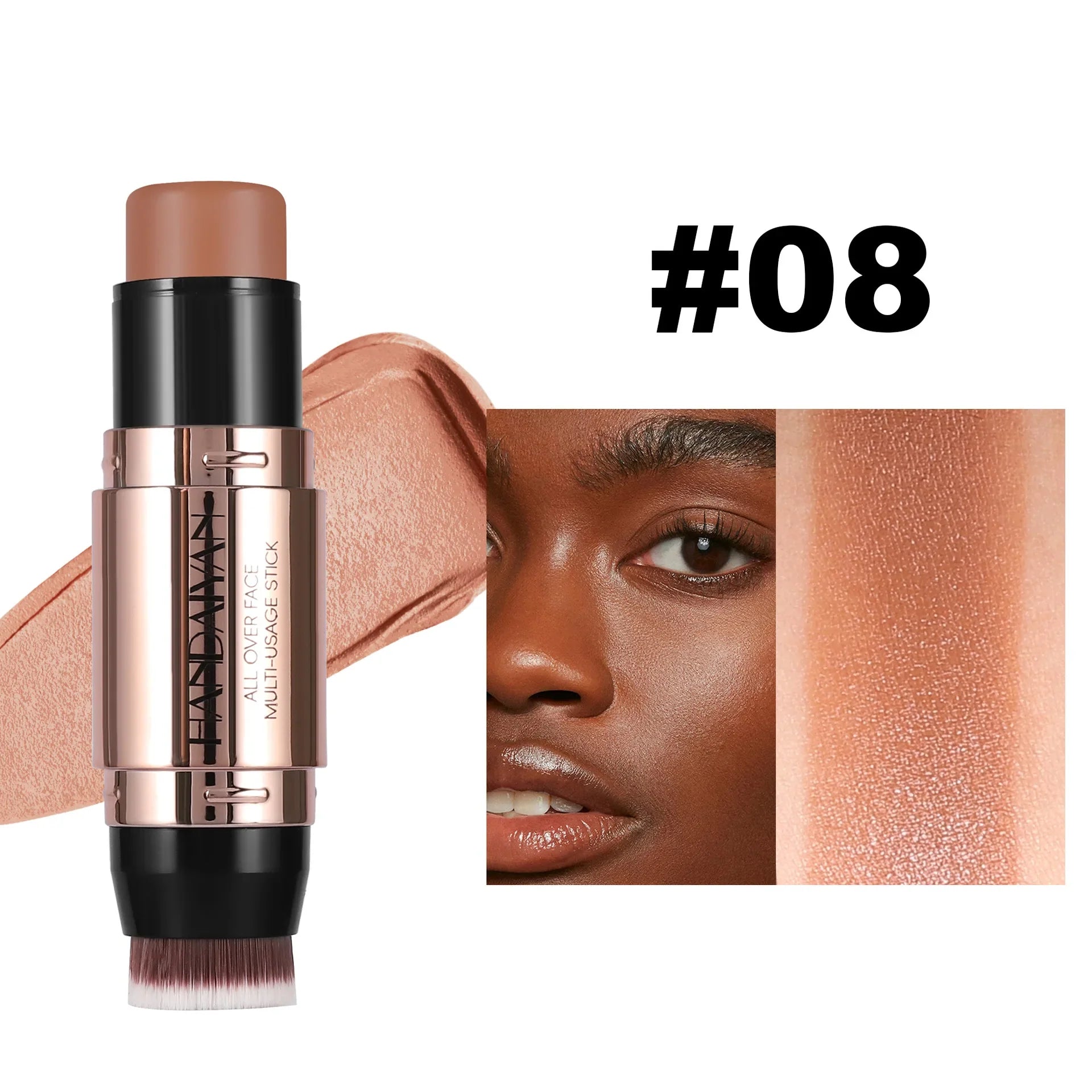 HANDAIYAN Double Head Highlighter Stick Natural Waterproof Silky Smooth Stereoscopic Nose Shadow Concealer Makeup