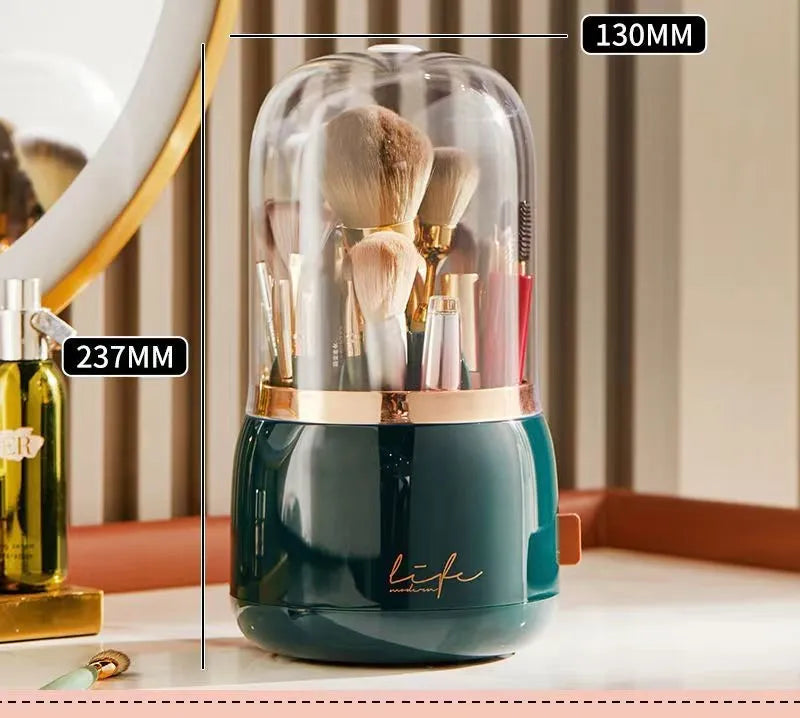 360° Rotating Makeup Brushes Holder Portable Desktop Cosmetic Organizer