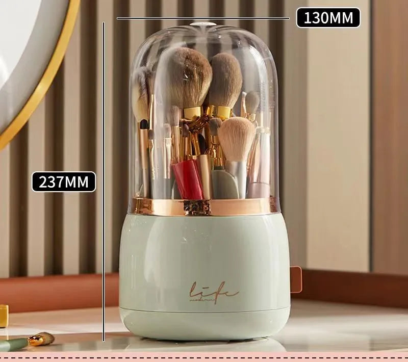 360° Rotating Makeup Brushes Holder Portable Desktop Cosmetic Organizer