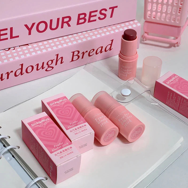 SHAQINUO Energizing Blush Stick - Natural Matte Finish, Creamy Texture, Easy to Blend for a Youthful Glow