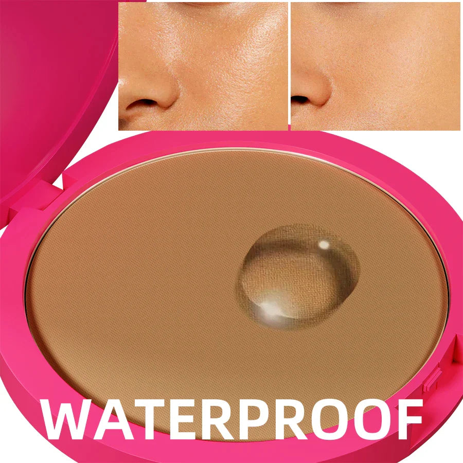 Natural Matte Pressed Powder Oil Control Brighten Whitening Face Base Foundation Compact Concealer Makeup Cosmetics