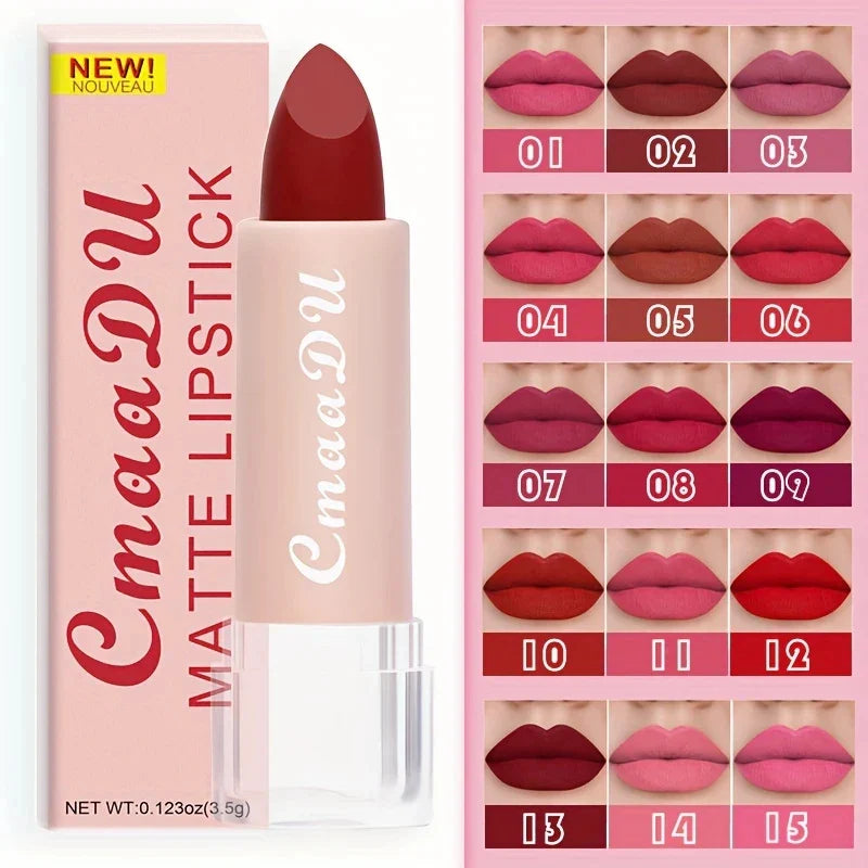 1 Pcs Velvet Matte Lipstick Long-Lasting Non-Stick Cup Waterproof Moisturizing Lip Gloss Fashion Classic Shades For Daily & Date