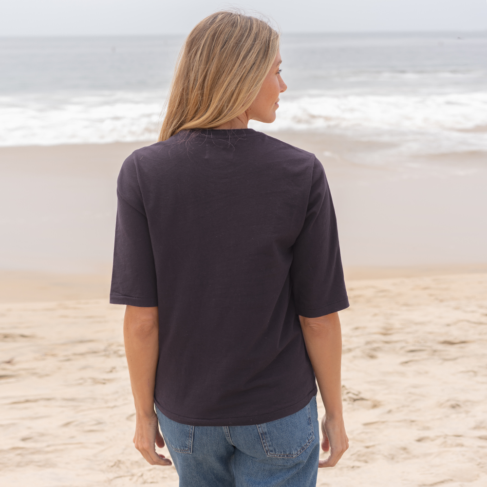 Womens Elbow Sleeve V-Neck