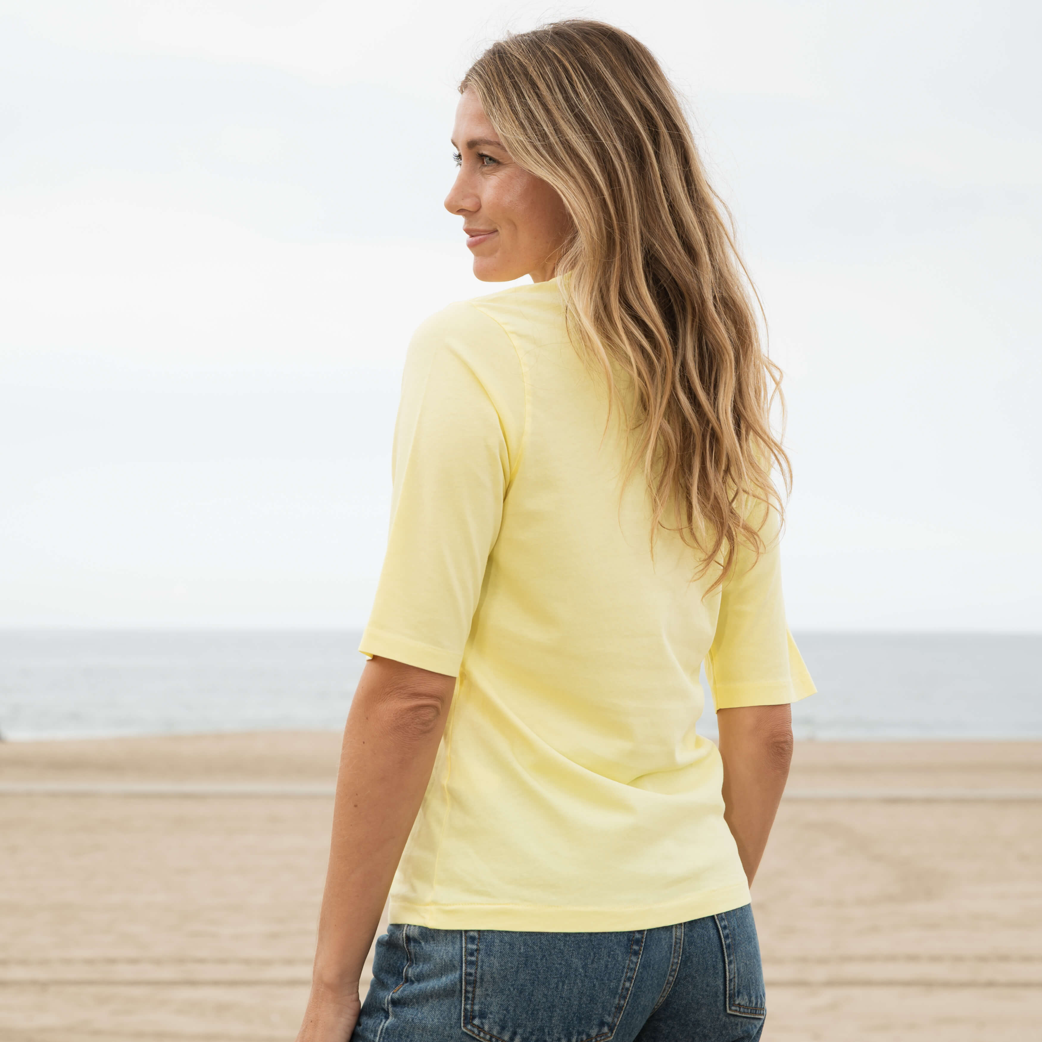 Womens Elbow Sleeve V-Neck