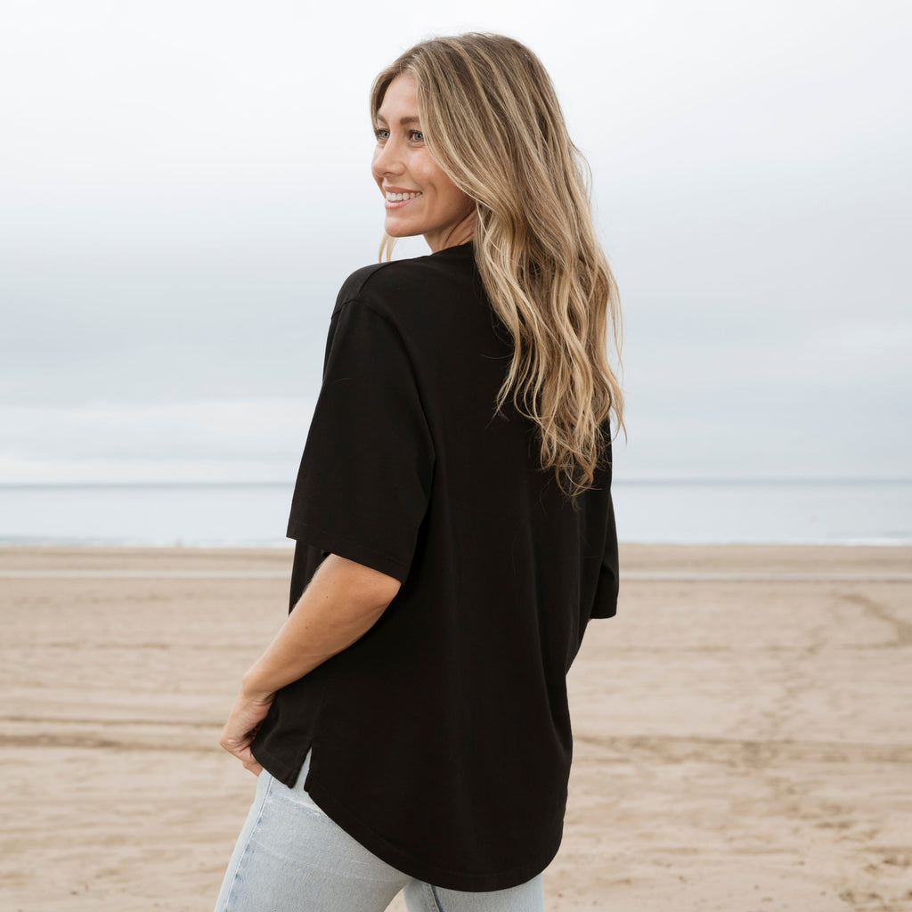 Womens Relaxed Fit Curved Hem Heavyweight Tee