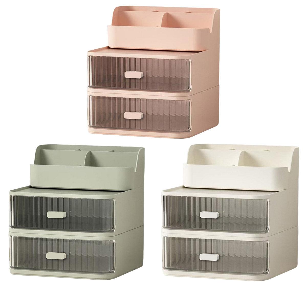 Drawer Storage Box Stationery Cosmetic Organizer Multi Purpose Desktop Holder - Green