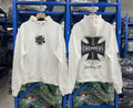 West Coast Choppers Vintage Washed Off‑White Cross Graphic Hoodie