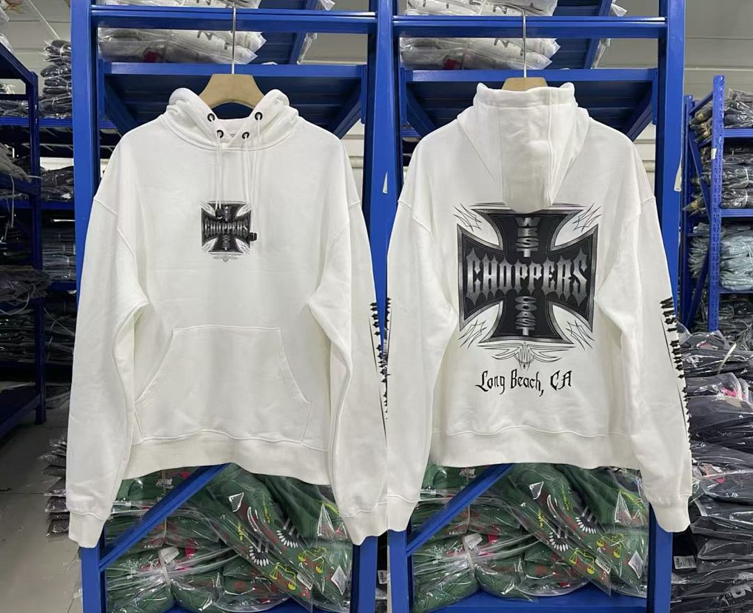 West Coast Choppers Vintage Washed Off‑White Cross Graphic Hoodie