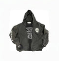 West Coast Choppers Vintage Washed Black Cross Graphic Full‑Zip Hooded