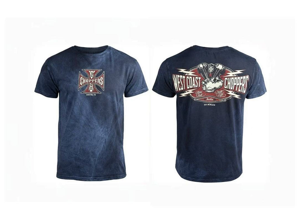 West Coast Choppers Vintage Washed Navy Dual‑Graphic  T‑Shirt