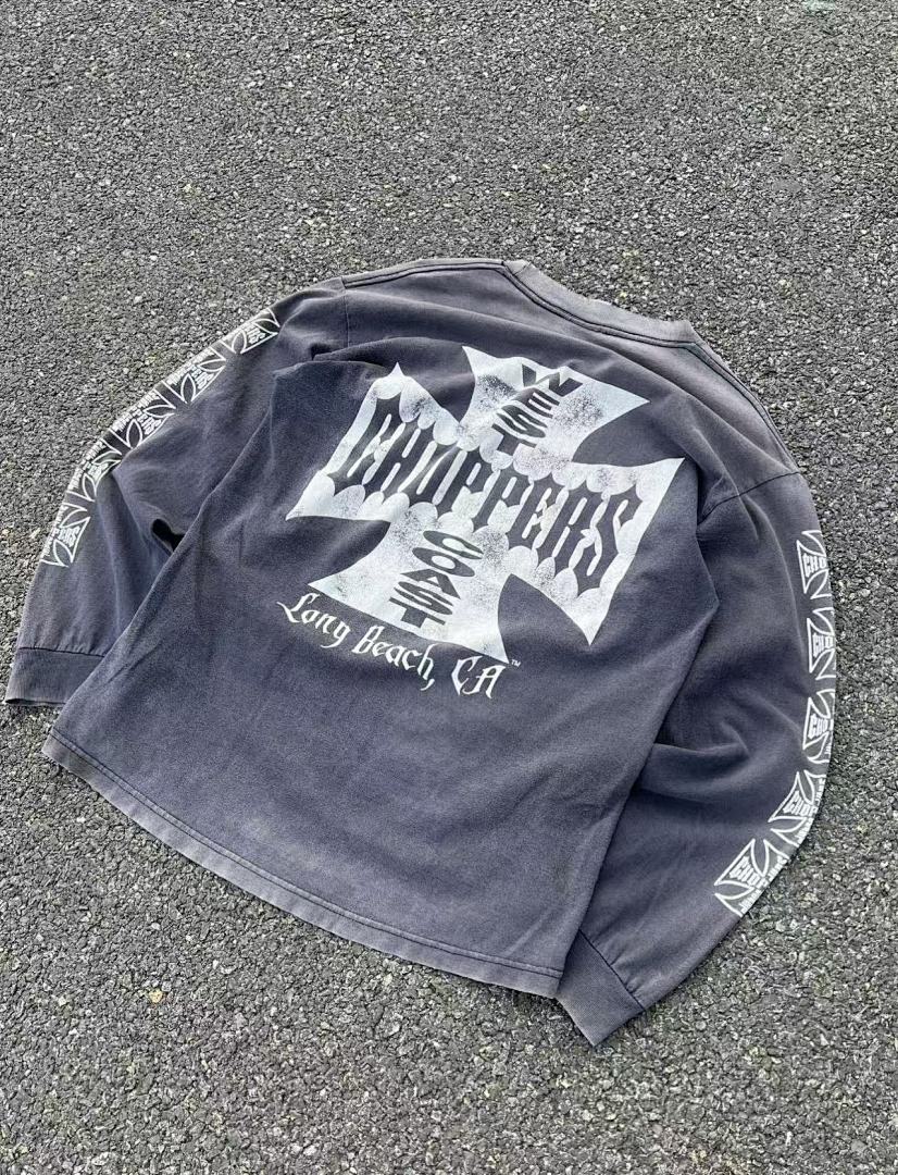 West Coast Choppers Vintage Washed Grey Cross Graphic sweatshirt