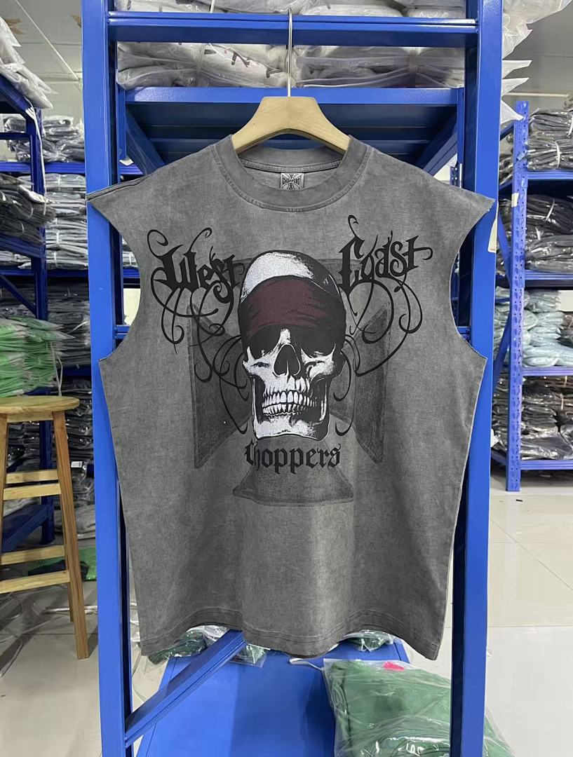 West Coast Choppers 26SS Vintage 90s West‑Coast Biker Skull Graphic Sleeveless Tank Top