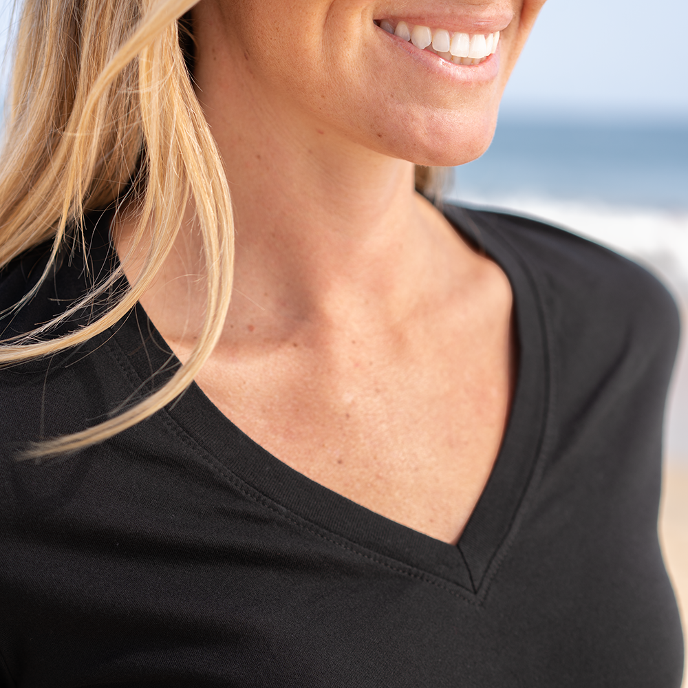 Womens Elbow Sleeve V-Neck