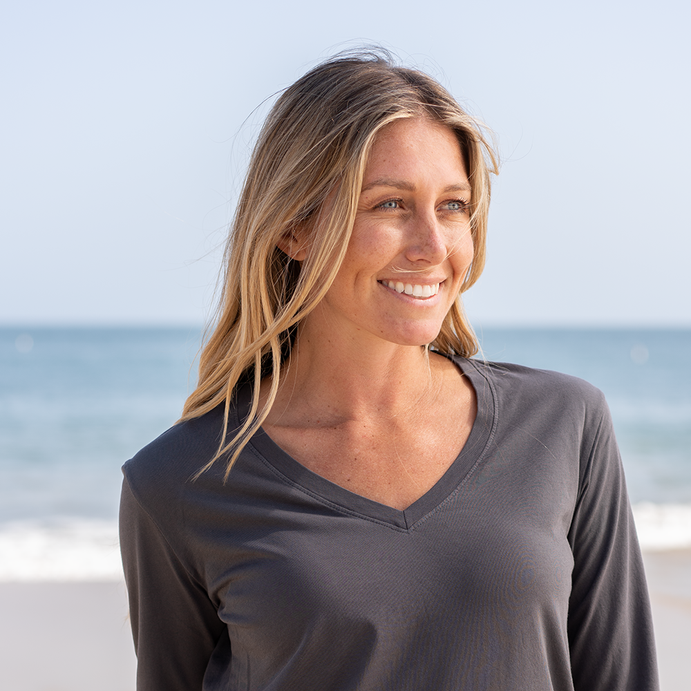 Womens Elbow Sleeve V-Neck