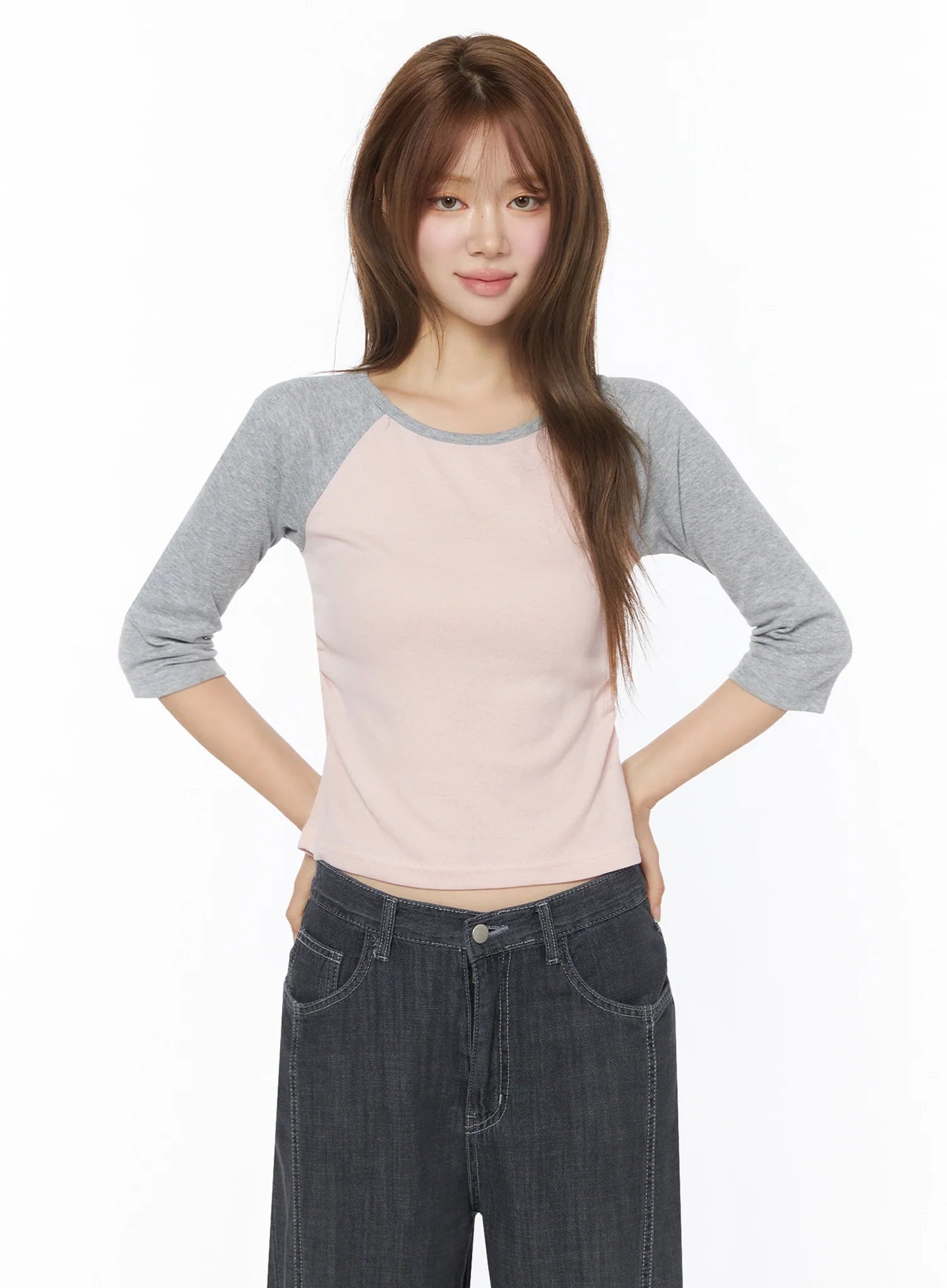 Raglan Shirred 3/4 Top IU525
