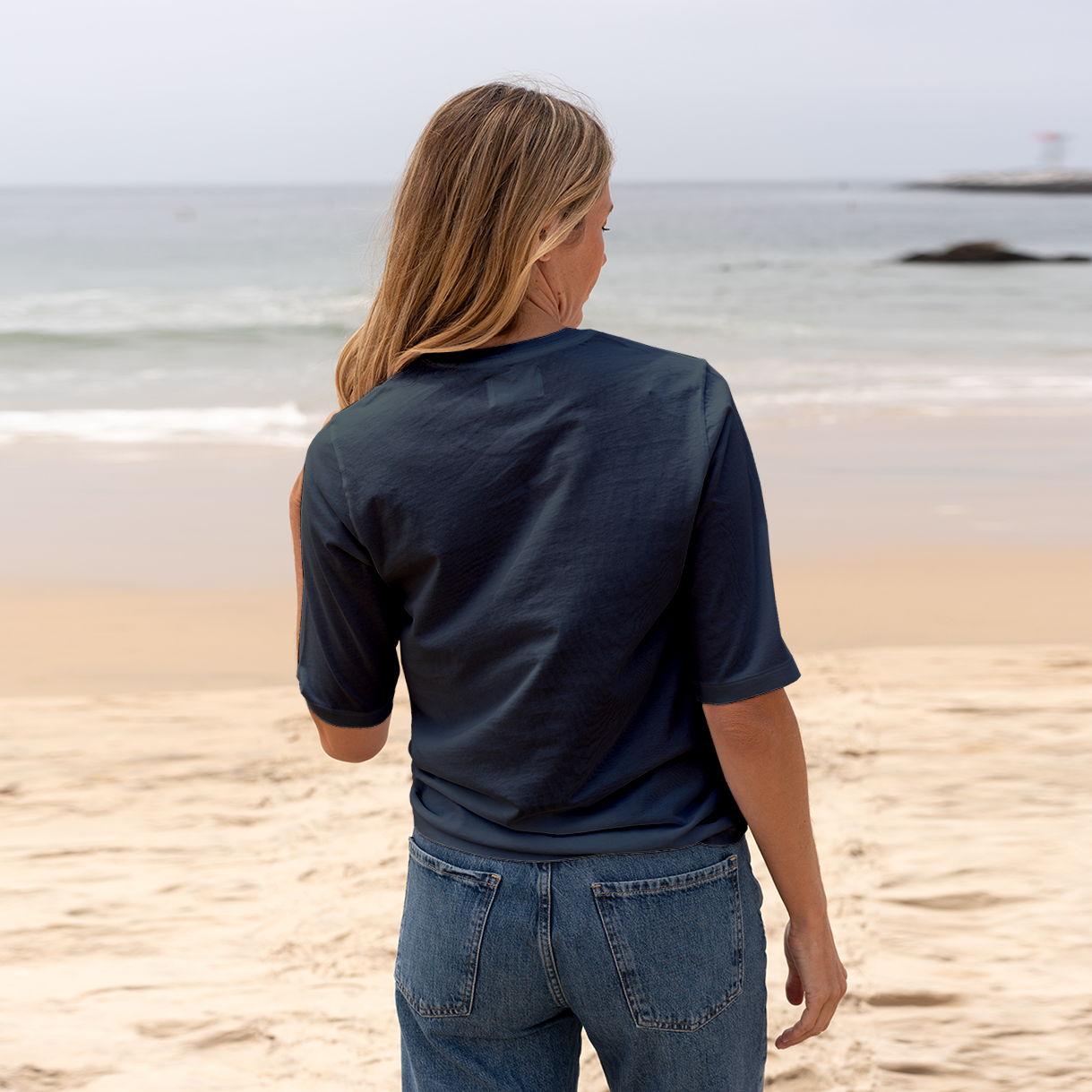 Womens Elbow Sleeve V-Neck