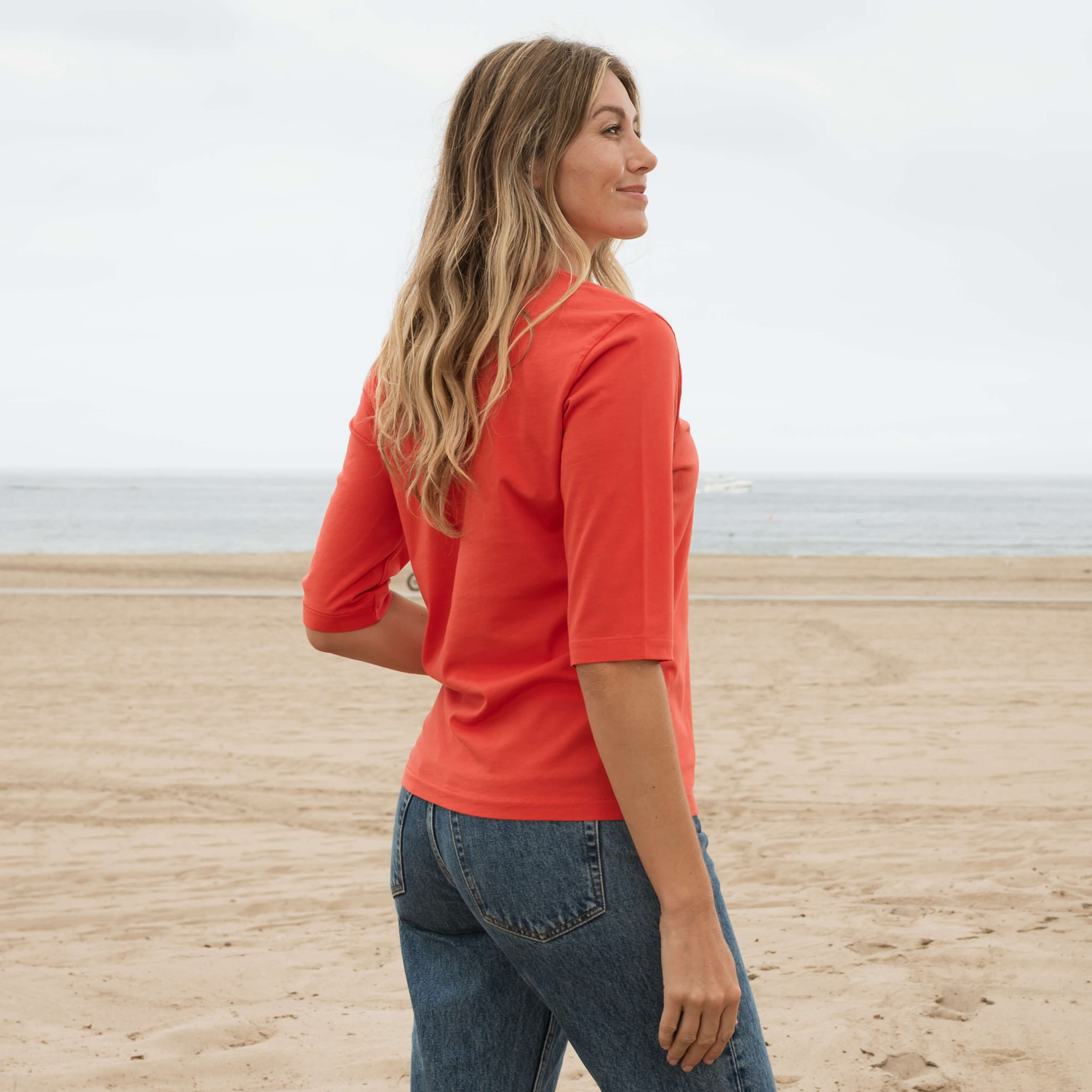 Womens Elbow Sleeve V-Neck